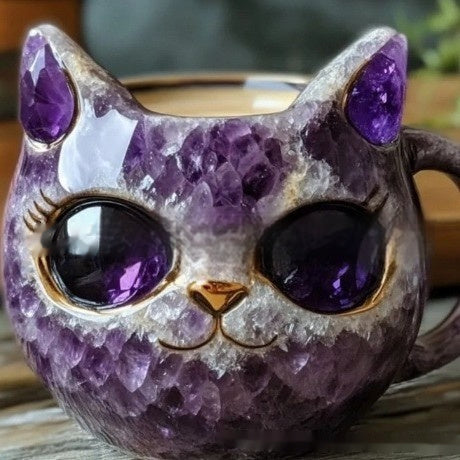 Geode Mug Crystal Cat Cup Resin Crafts 🇨🇳