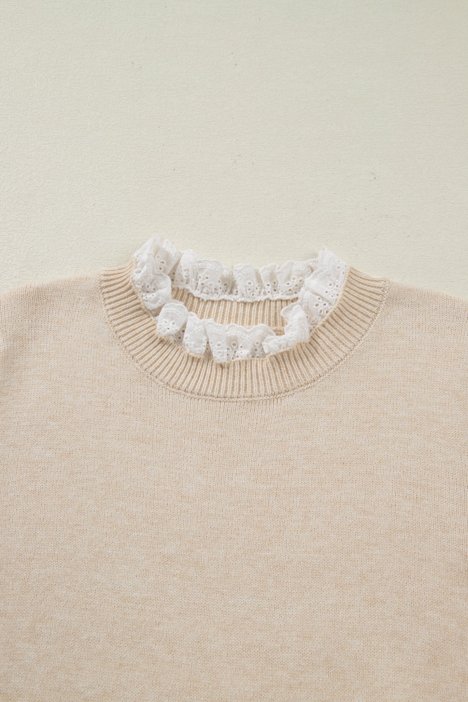 Jet Stream Lace Trim Patchwork Buttoned Cuffs Loose Sweater 🇺🇸