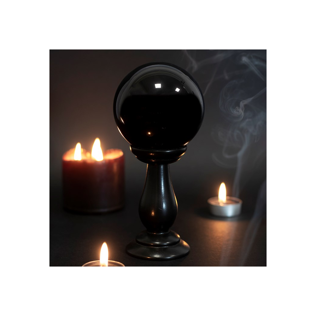 Small Black Crystal Ball on Stand 🇬🇧