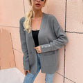 Sweater Women's Solid Color Casual Mid-length Knitted Cardigan 🇨🇳