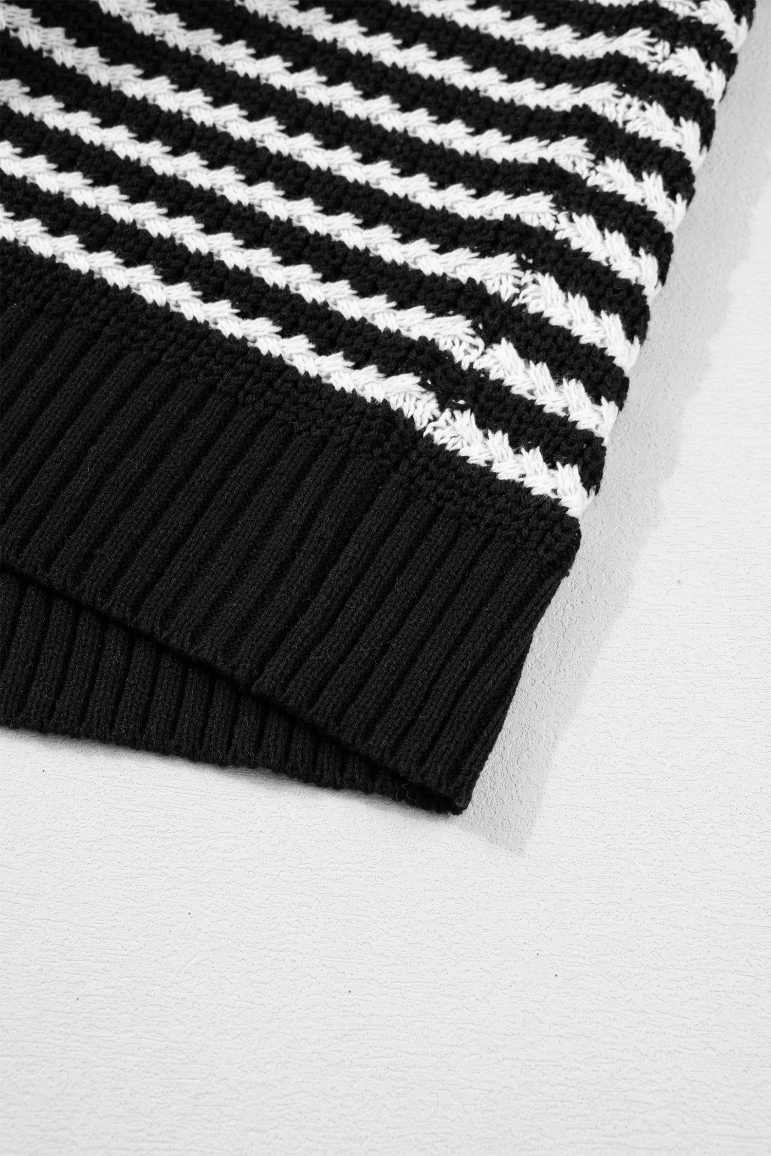 Black Stripe Short Sleeve Knit V Neck Bow Knot Sweater 🇺🇸