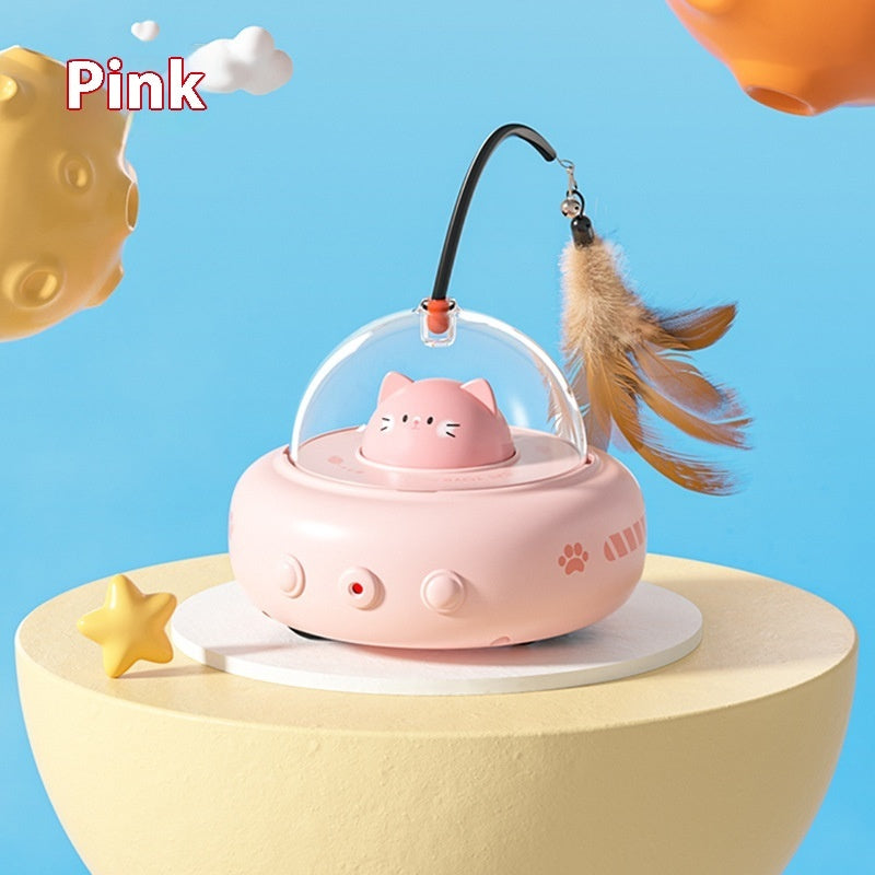 Smart Teaser Cat Toy Electric UFO Cat Teaser Stick With Bell Training Pet Toys Replaceable Feather Interactive Cat Supplies Pet Supplies Pets Products 🇨🇳