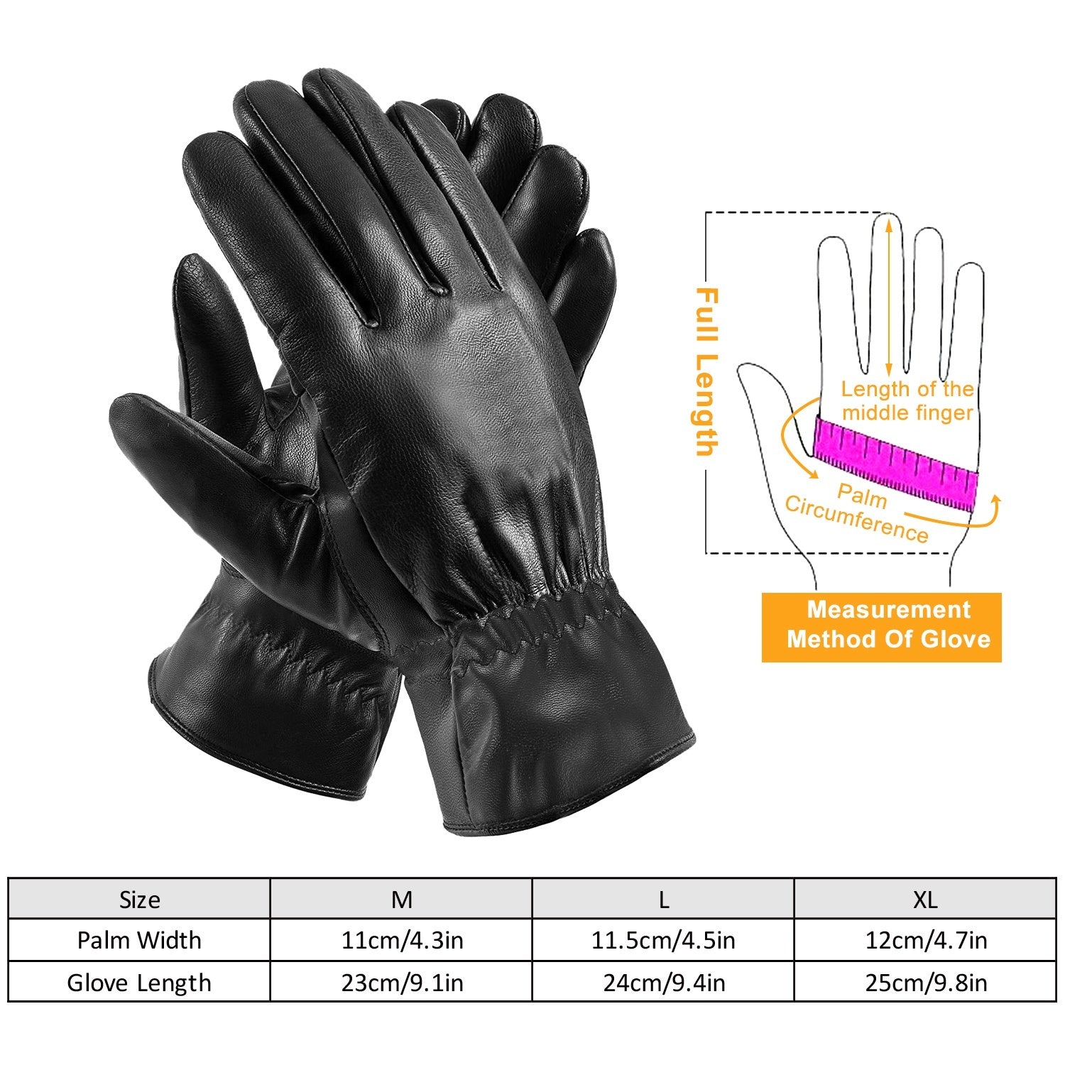 1Pair Unisex Black Leather Winter Warm Windproof High Quality Soft Gloves 🇨🇳