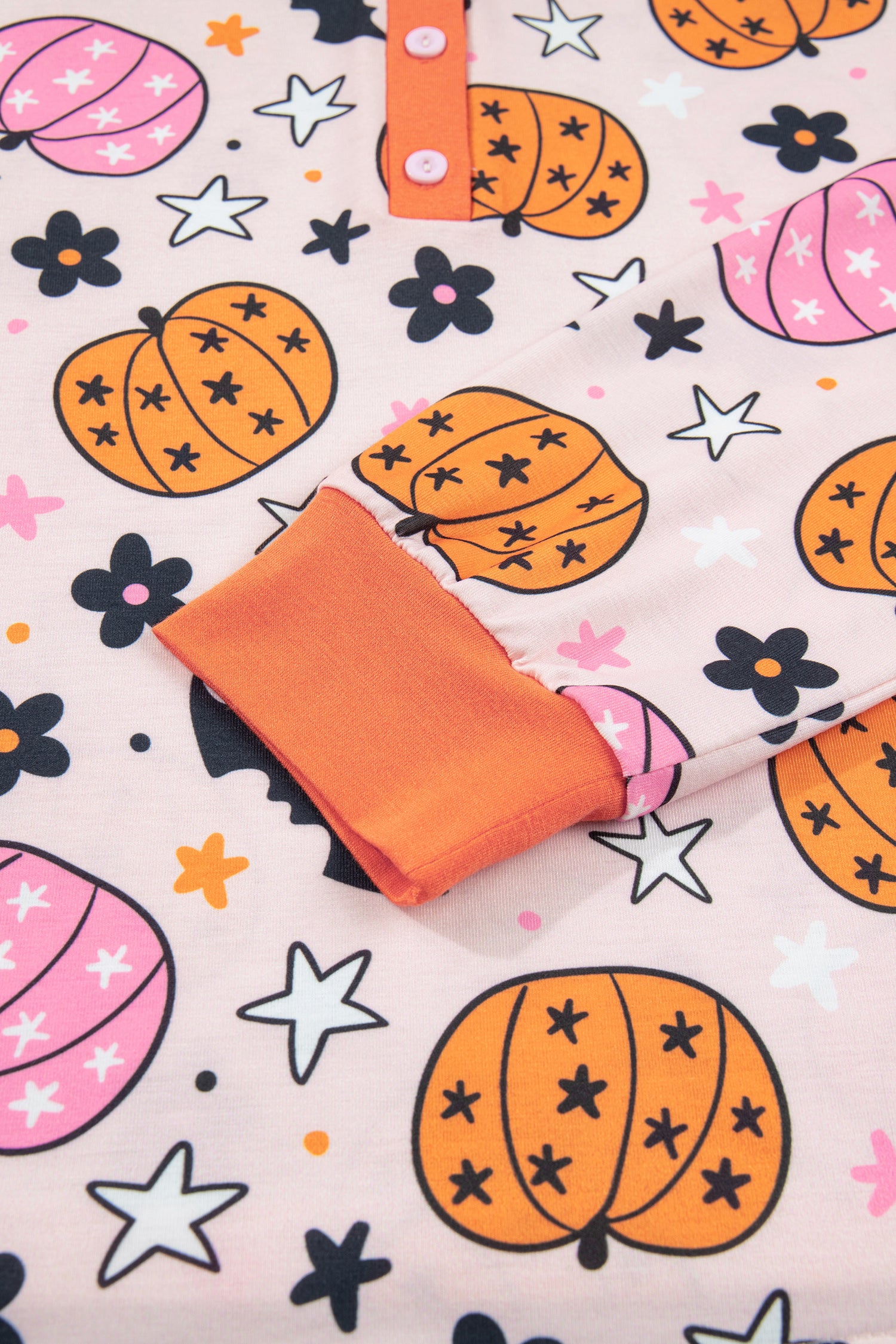 Pink Halloween Pumpkin Print Long Sleeve Home Wear Lounge Set 🇺🇸