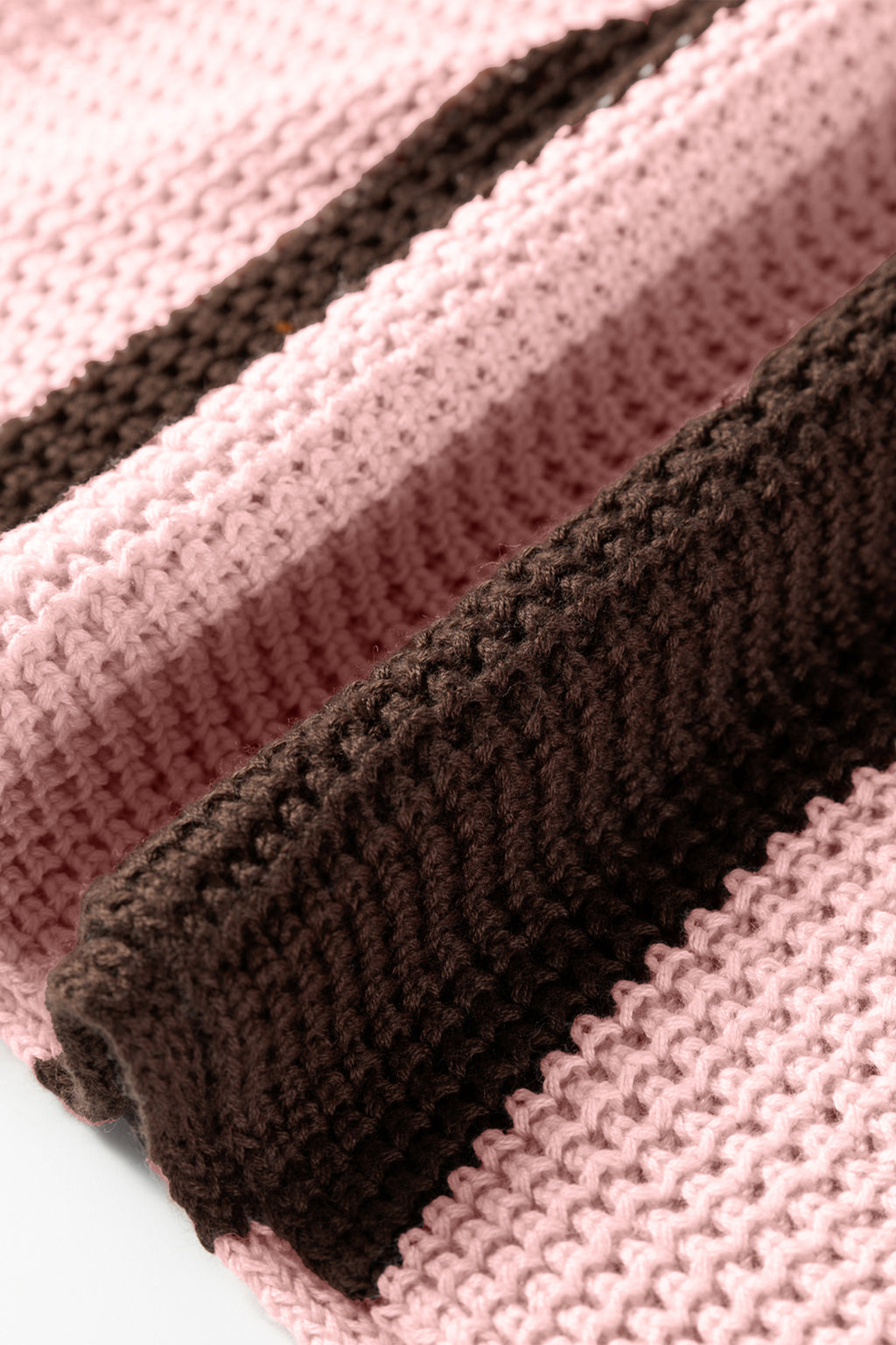 Fushia Striped Color Block Thermal Textured Knit Drop Shoulder Sweater 🇺🇸