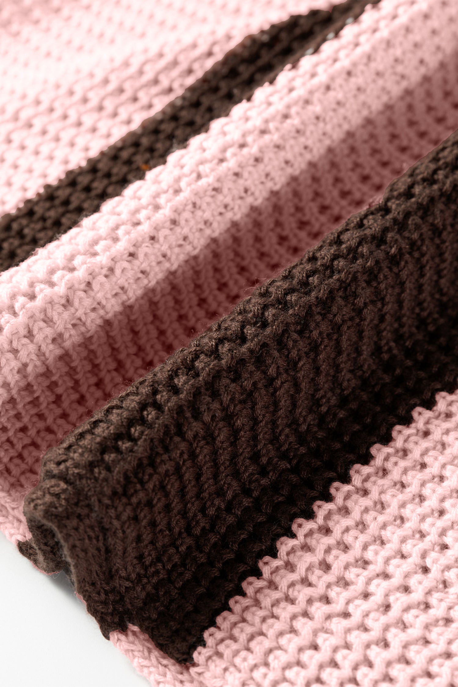 Fushia Striped Color Block Thermal Textured Knit Drop Shoulder Sweater 🇺🇸