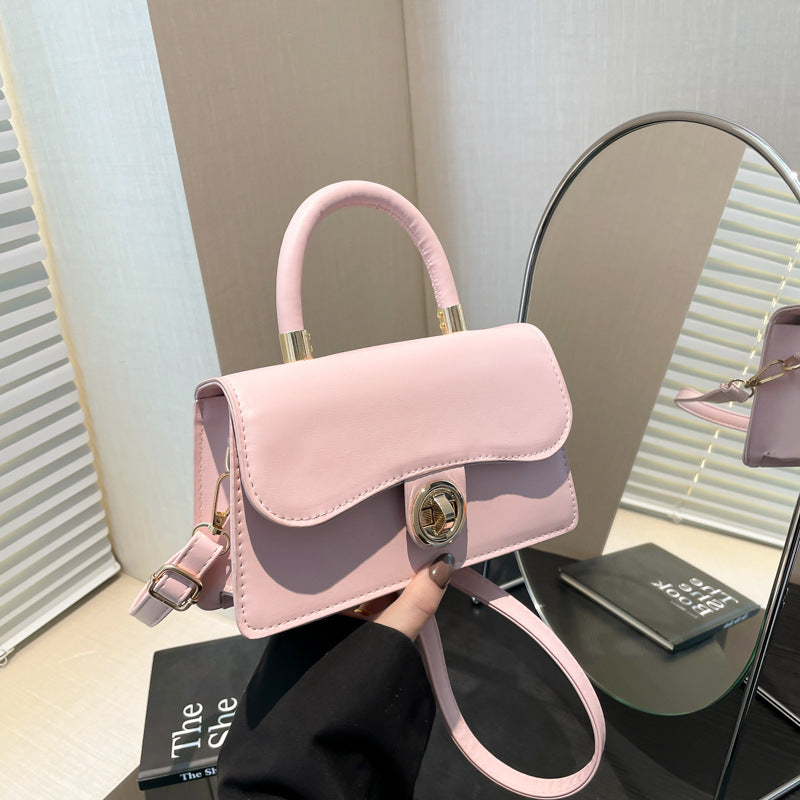 Spring Womens Commuter Light-Luxury Solid-Colored Crossbody Bag With Lock Closure 🇨🇳