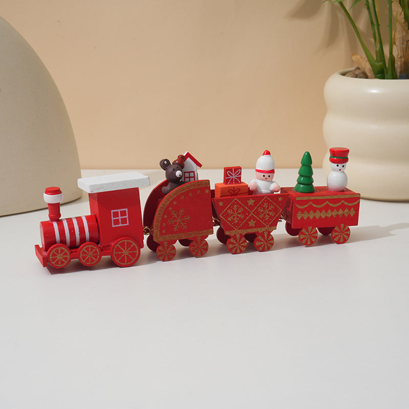 Christmas Decorations Wooden Train Children's Gifts Christmas Small Gifts Window Decoration 🇨🇳
