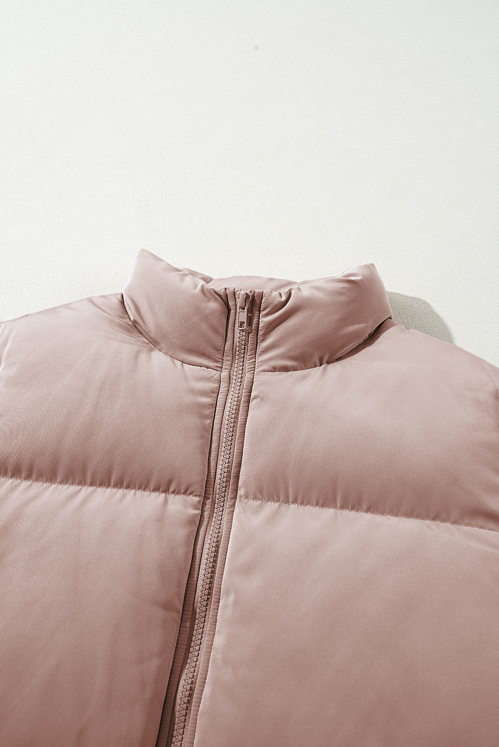 Apricot Pink Full Zipper Quilted Puffer Jacket 🇺🇲