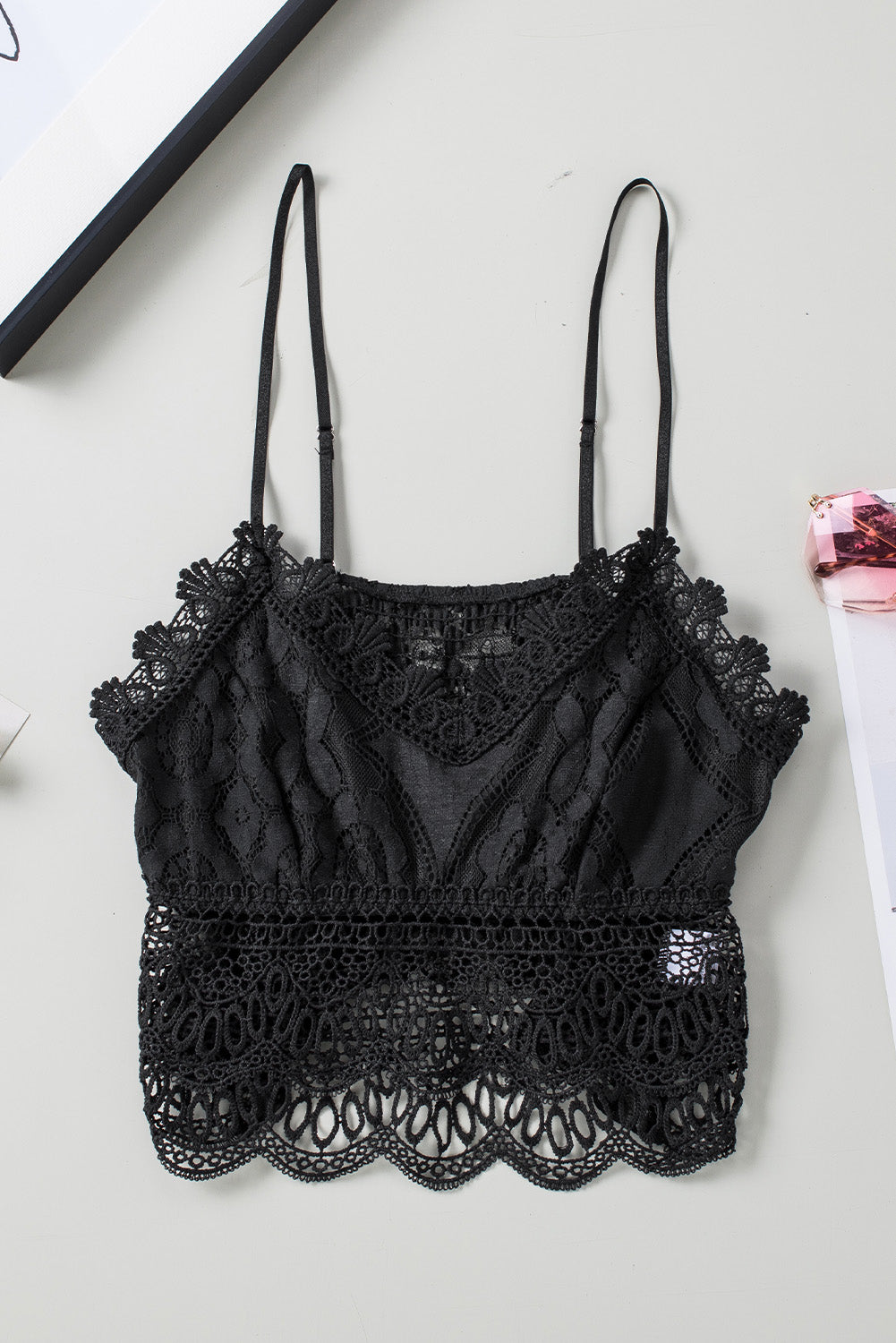 Black Lace Bralette Crop Top 🇨🇳