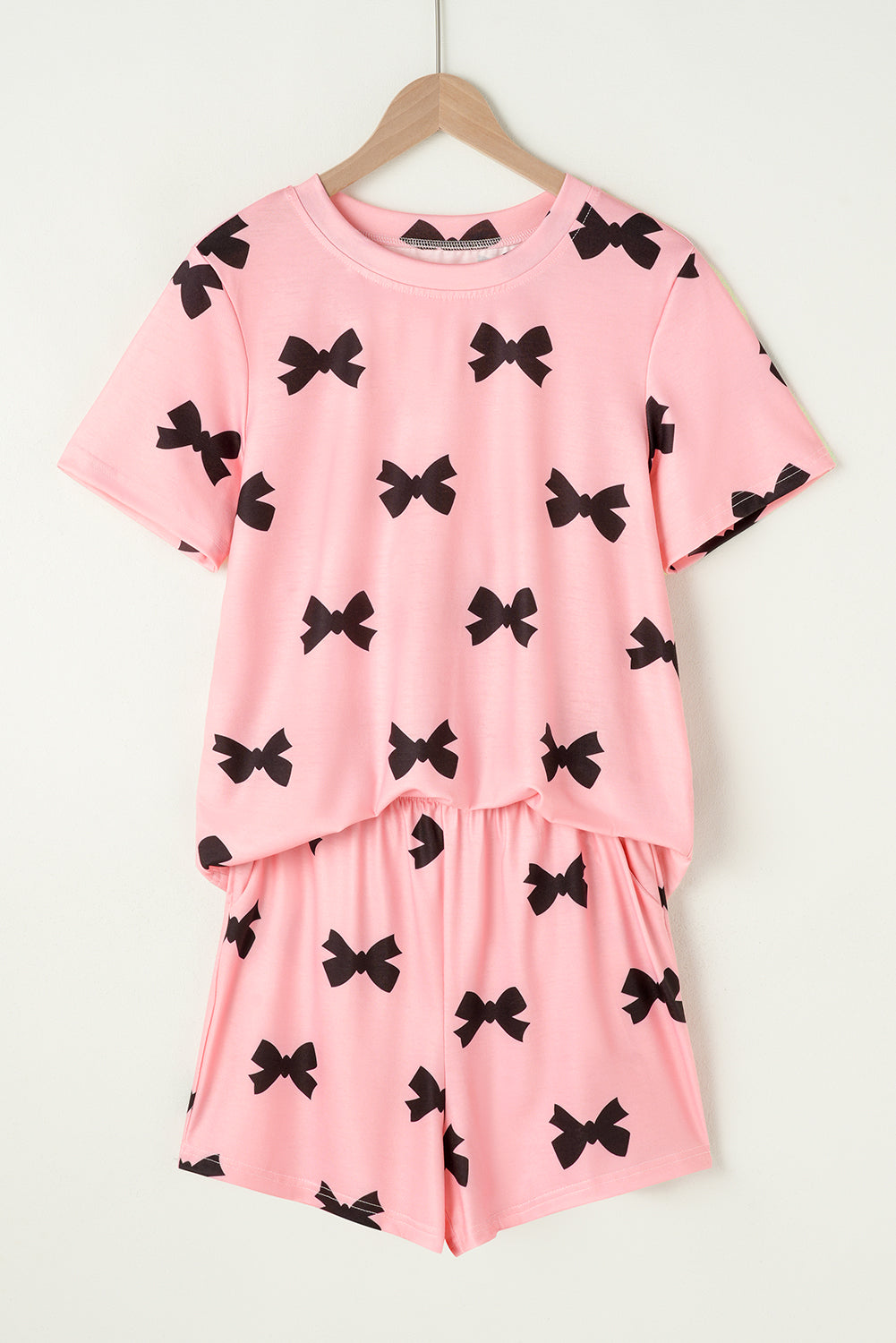 Pink Bow Printed Short 2pcs Lounge Set 🇨🇳