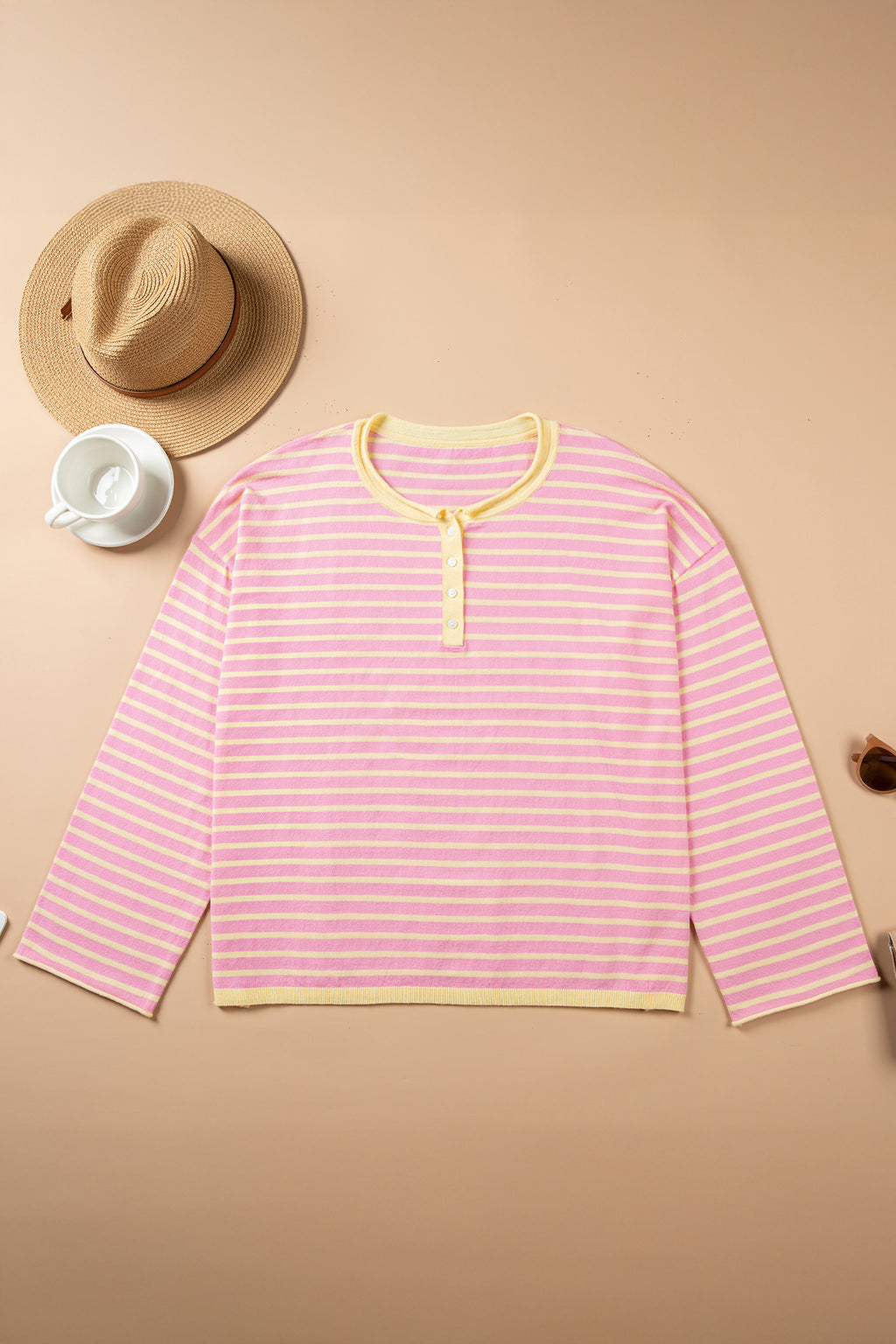 Pink Stripe Striped Colorblock Long Sleeve V Neck Shift Plus Size Sweater 🇺🇸