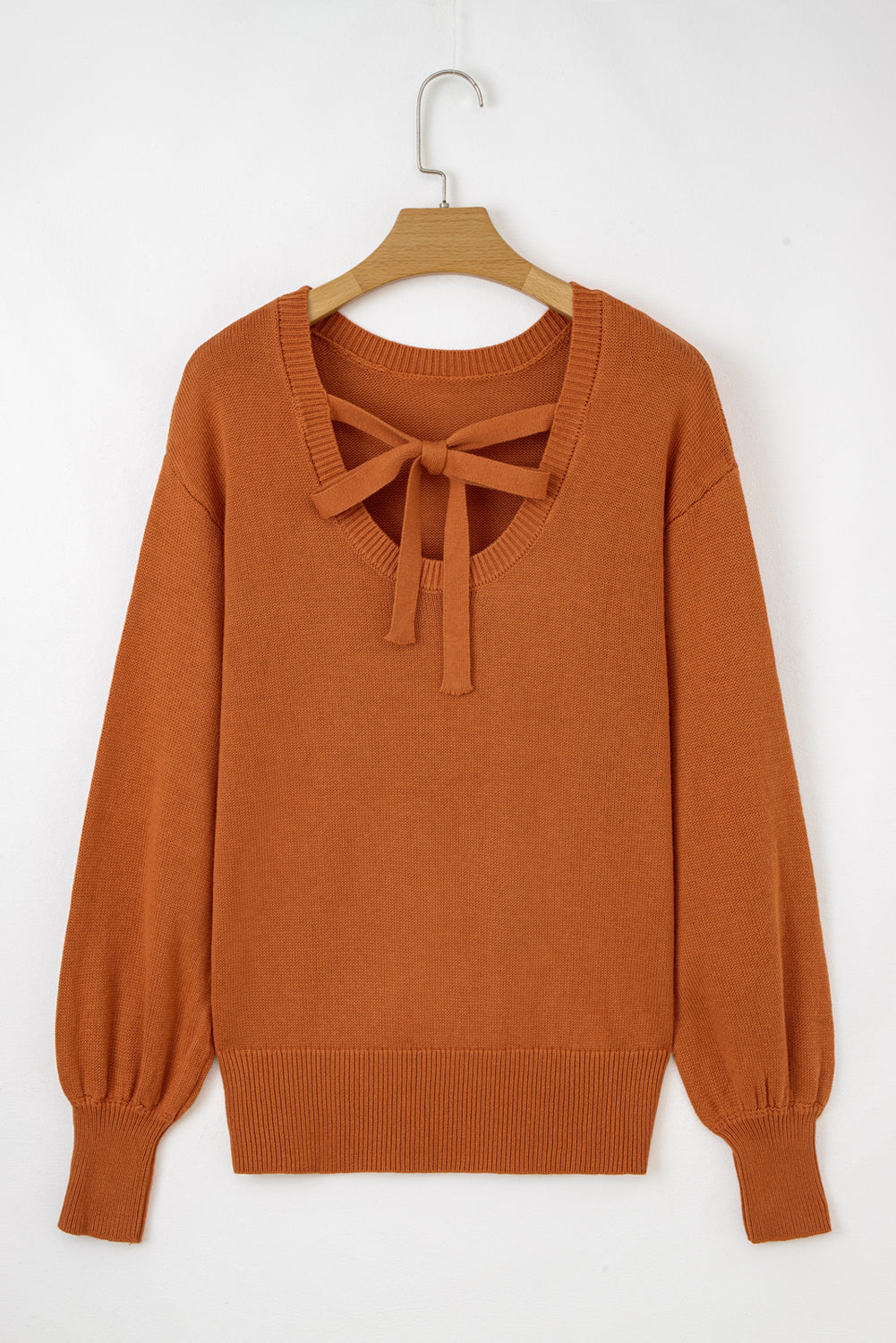 Gold Flame Solid Color Ribbed Trim Drop Shoulder Sweater 🇺🇸