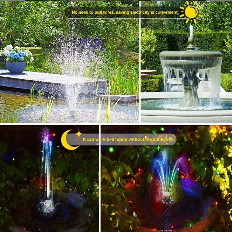 7W Solar Powered Fountain Coloured LED Water Pump with 11 Nozzles for Garden, Fountain, Birth Bath 🇬🇧