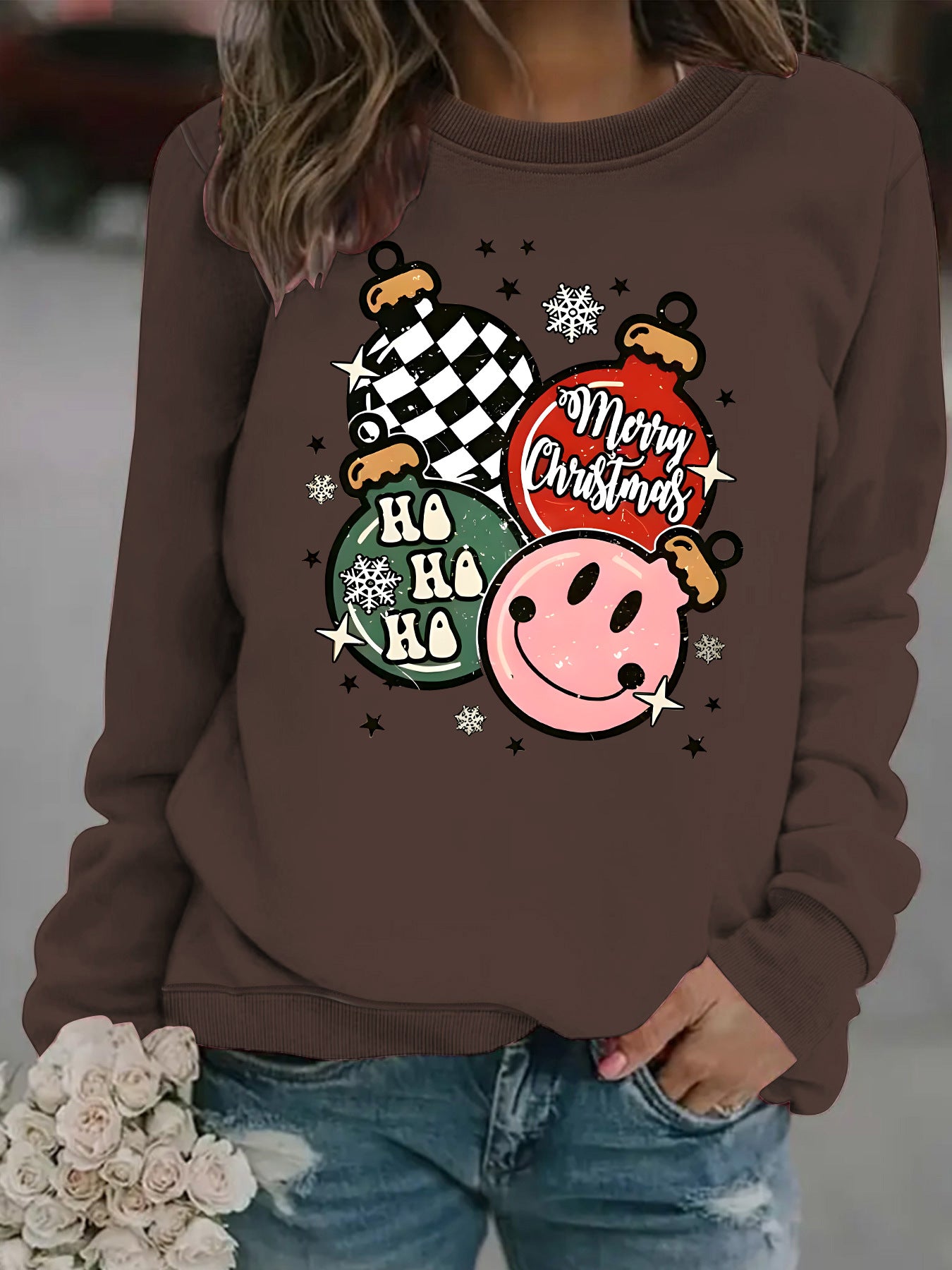 Christmas themed print sweatshirt 🇨🇳