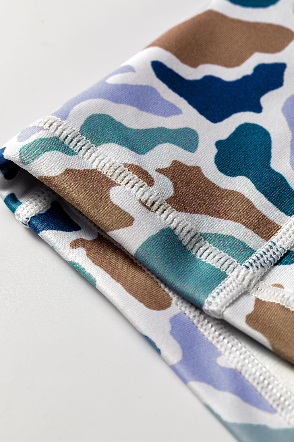 Blue Abstract Camo Printed Seam Detail Biker Shorts 🇺🇸