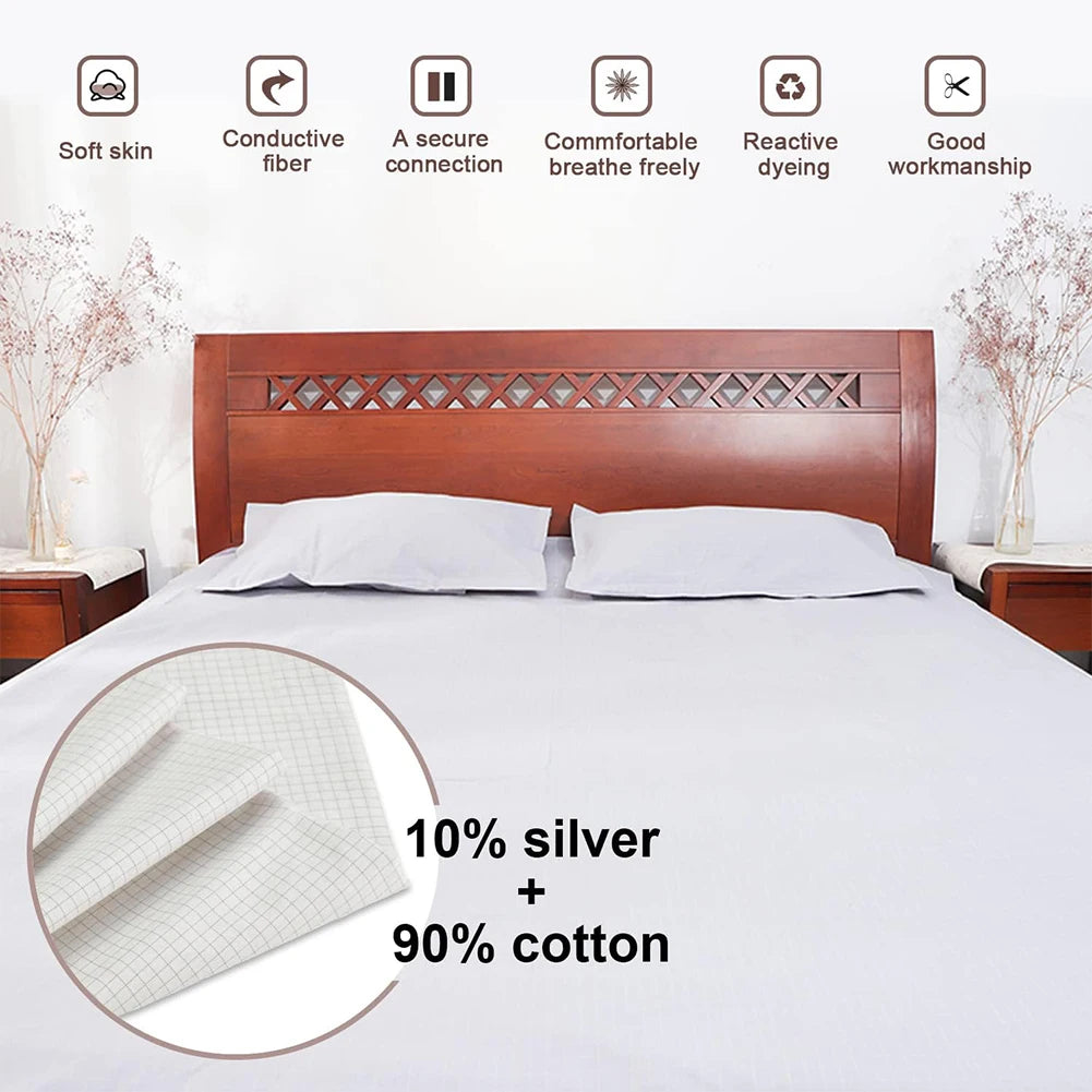 Grounding Sheet Mat  Earthing Fitted Bedsheet Silver Fiber Conductive Organic Grounding Mat Radiation Anti-Static 🇨🇳