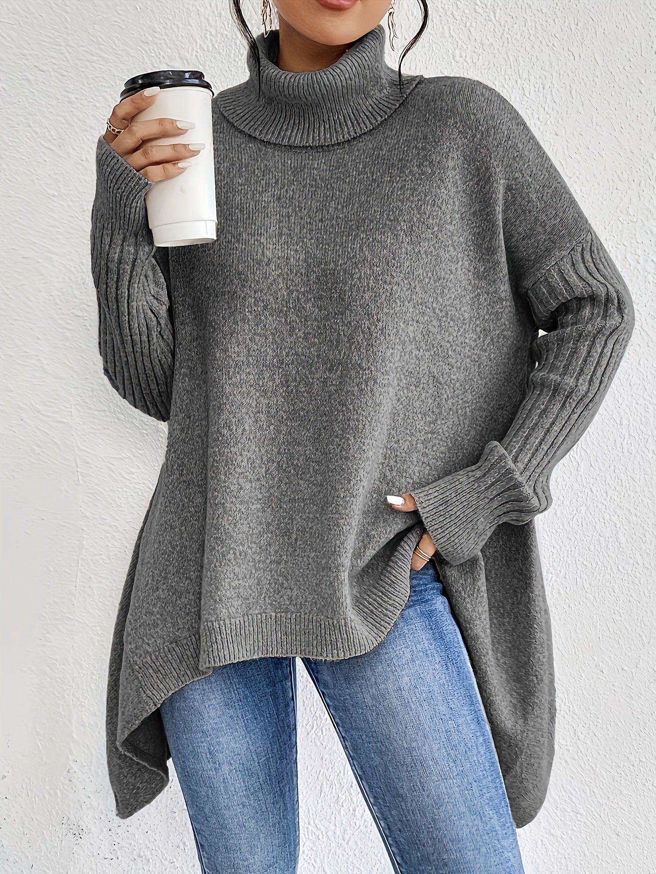 Turtleneck Loose Long Sleeve Knitted Warm Pullover Sweater 🇨🇳