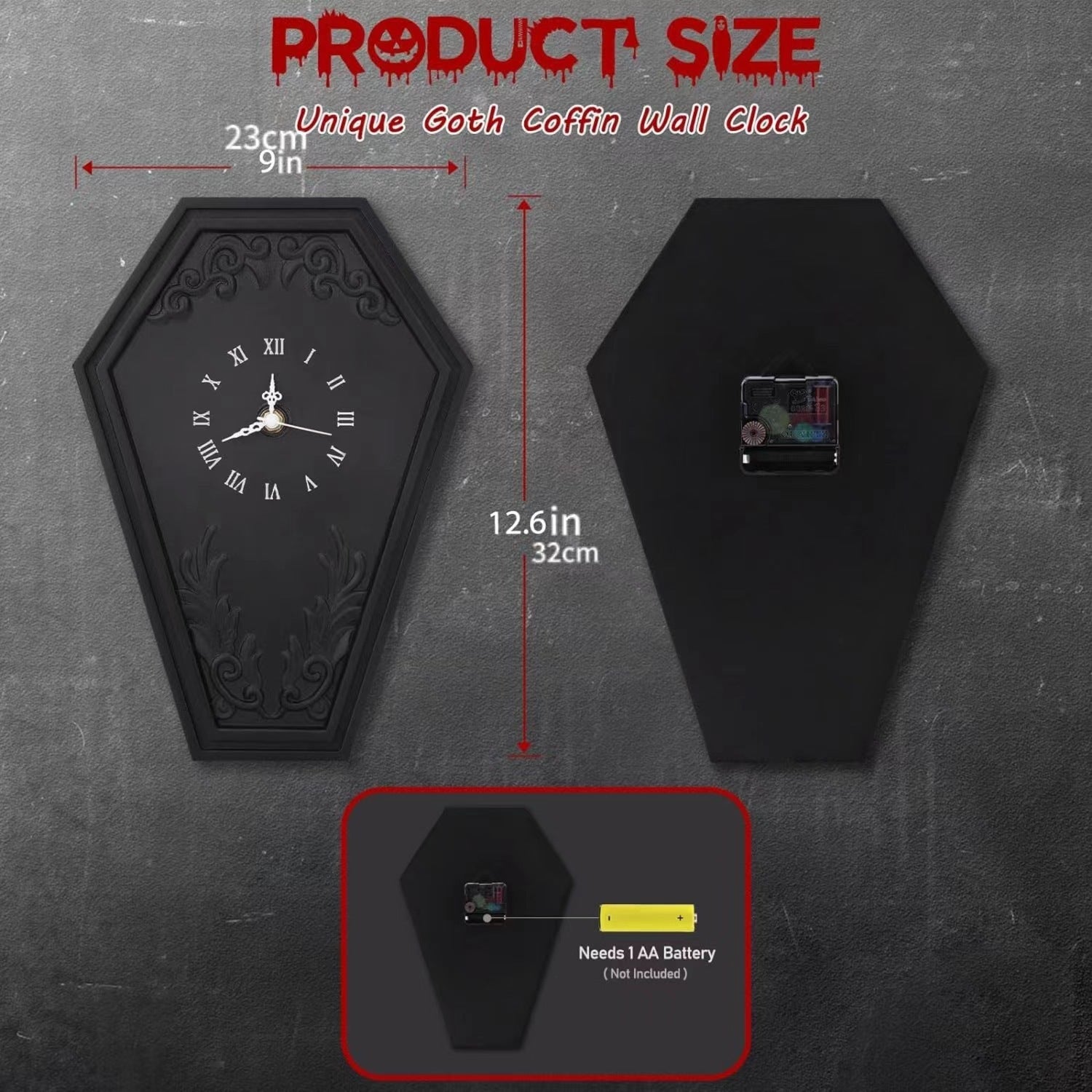 Cross-border Gothic Coffin Dark Style Wall Clock 🇨🇳