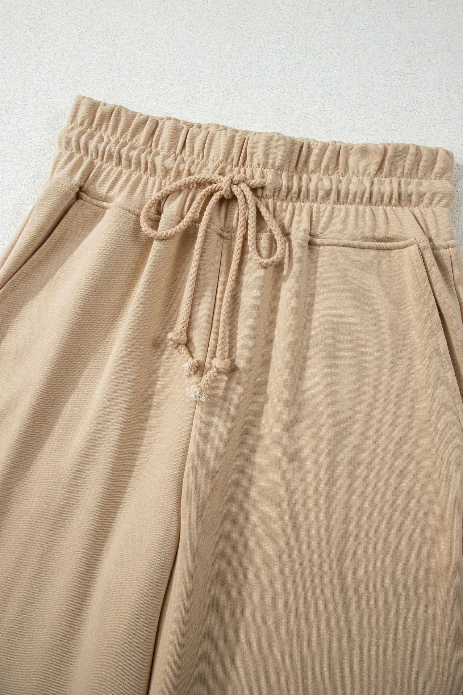 Parchment Solid Color Loose Tee Drawstring Wide Leg Pants 2pcs Outfit 🇺🇸
