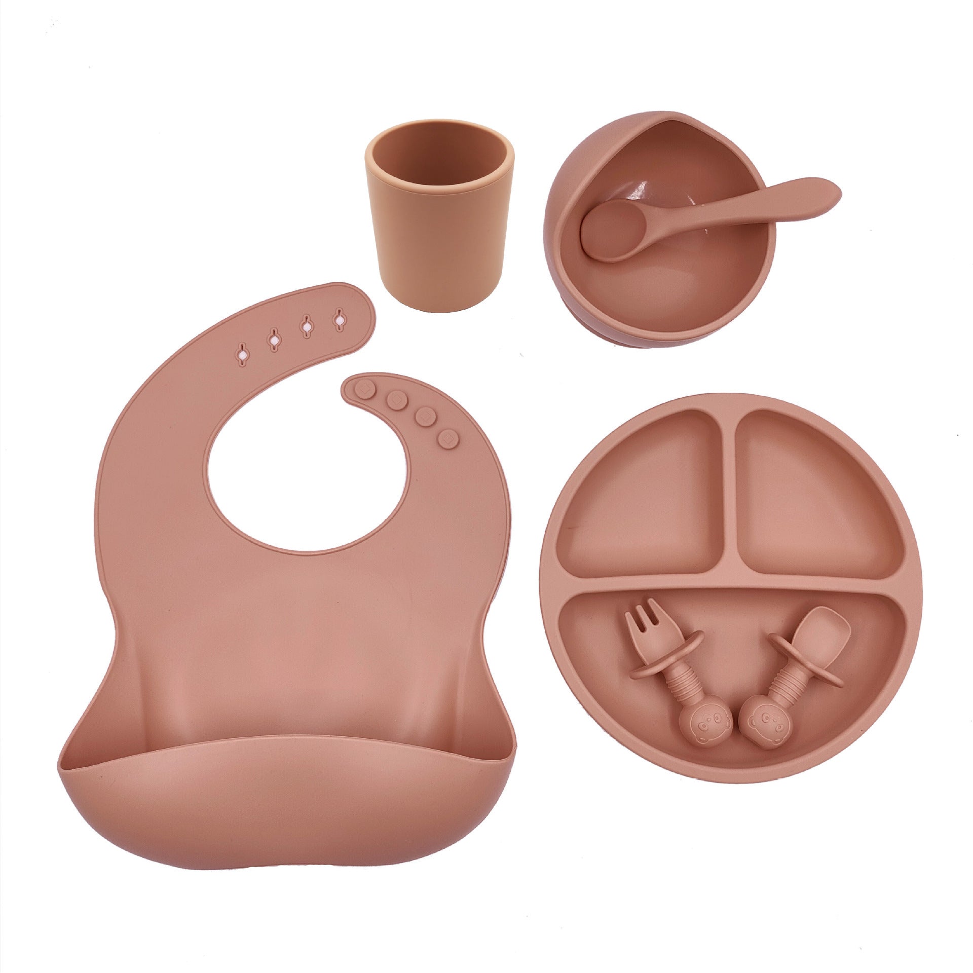 Baby Cutlery Set Silicone Bib Silicone Cup Spoon 🇨🇳
