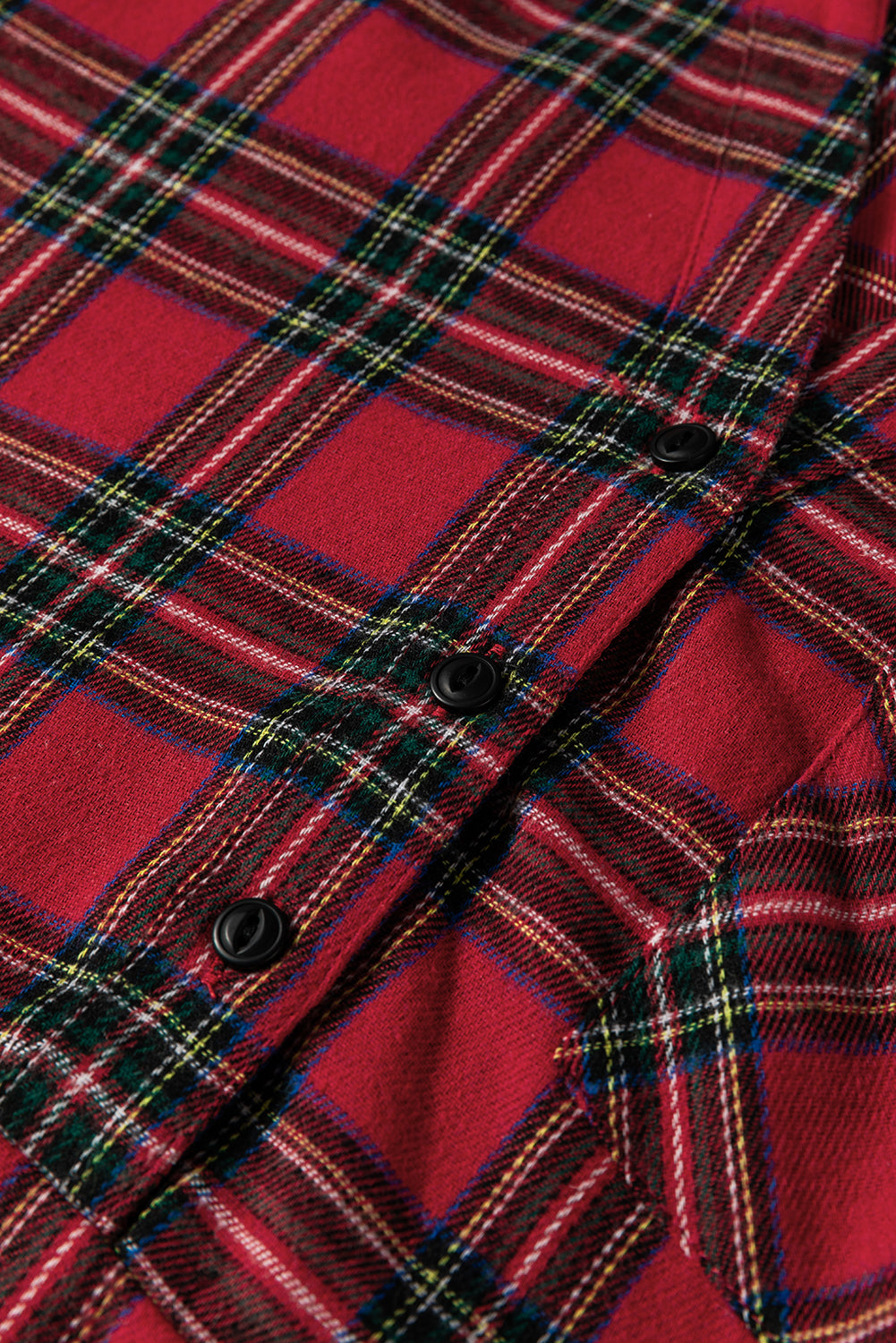Red Plaid Shirt Collar Half Button Ruffle Hem Long Sleeve Mini Dress 🇺🇸