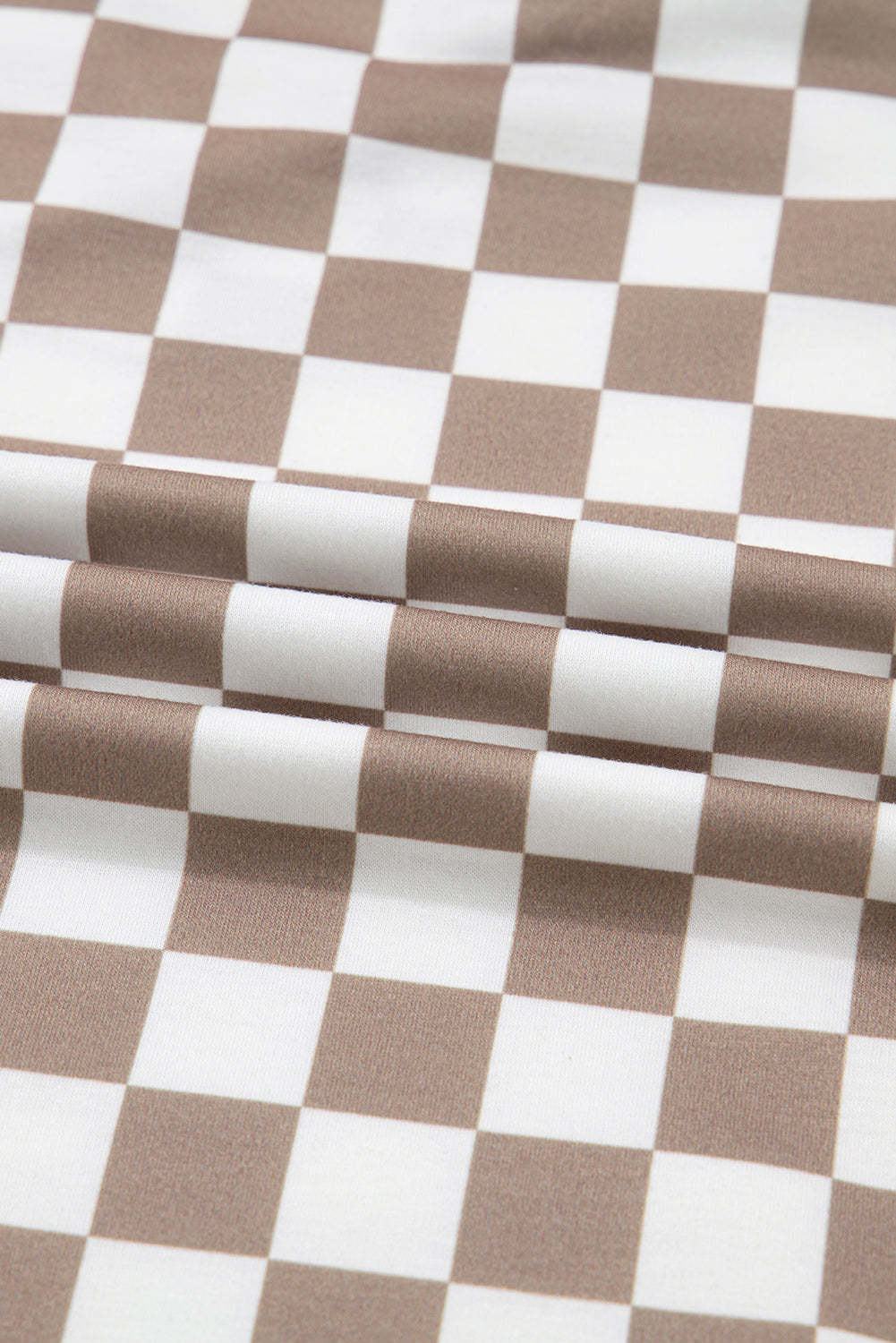Khaki Double Checkered Patchwork Tie Neck Oversize Hoodie 🇺🇸