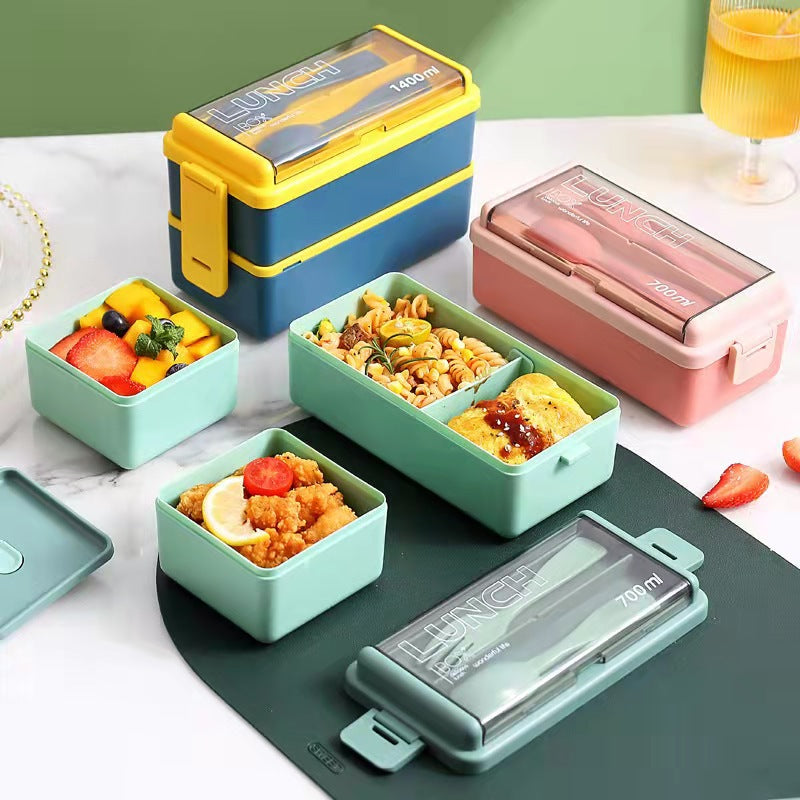 Double layer plastic lunch box, bento box, microwave sealed and insulated lunch box 🇨🇳
