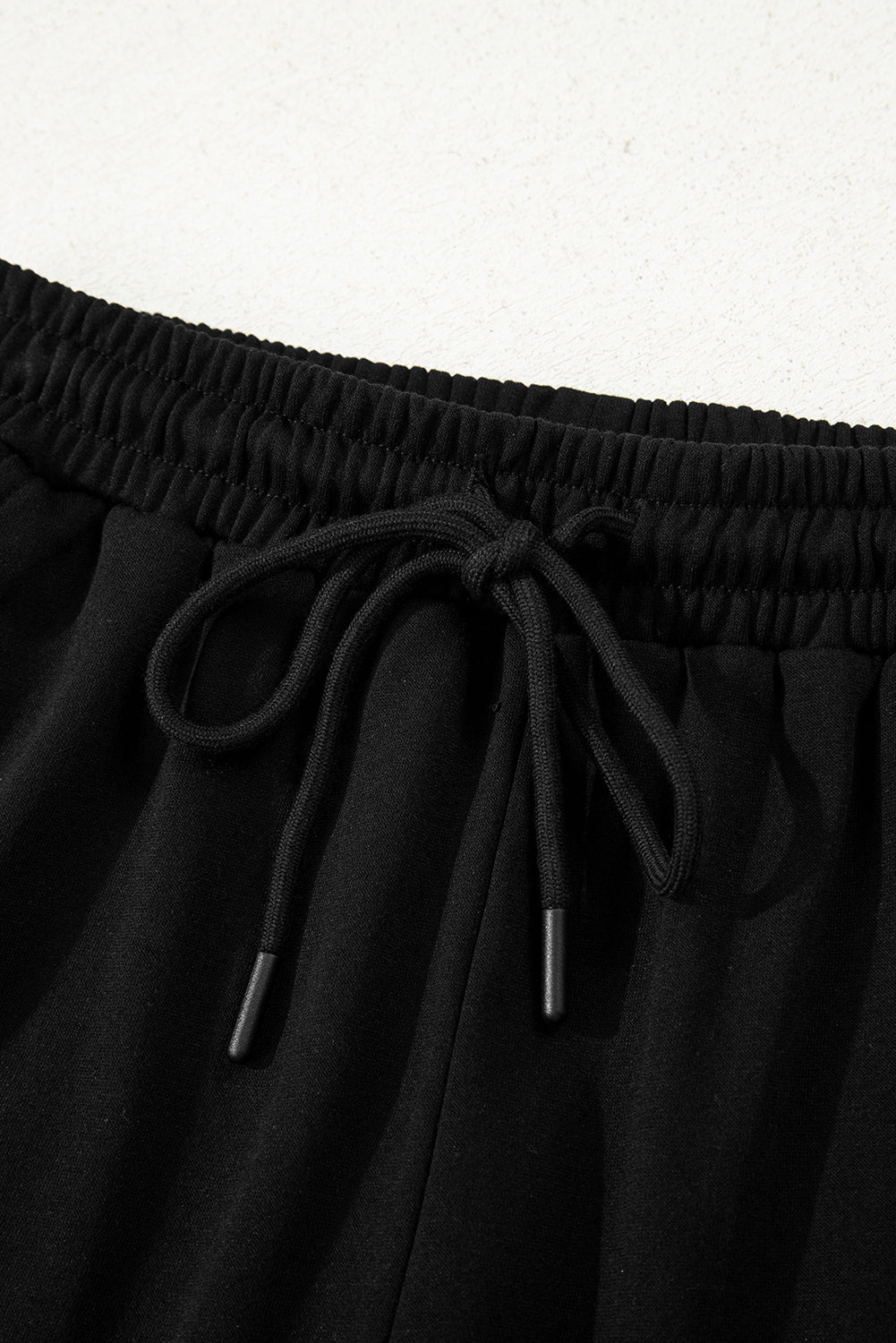 Black Varsity Striped Sleeve Drop Shoulder Sweatshirt and Short Set 🇺🇲