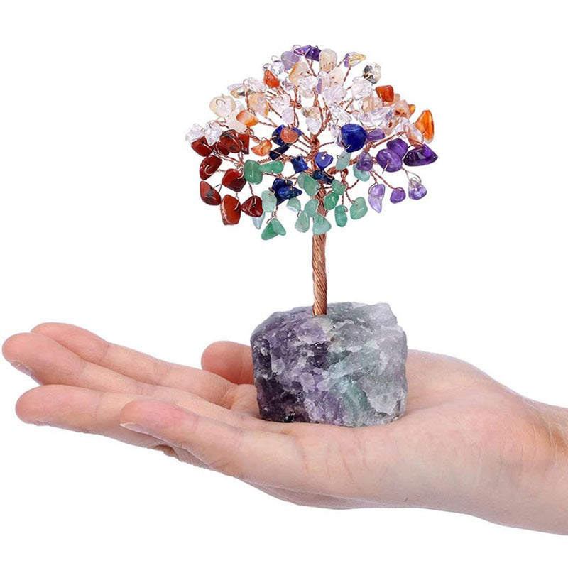 Popular natural crystal tree crystal wool mineral fluorite base, fortune tree chakra amethyst powder crystal ornament 🇨🇳