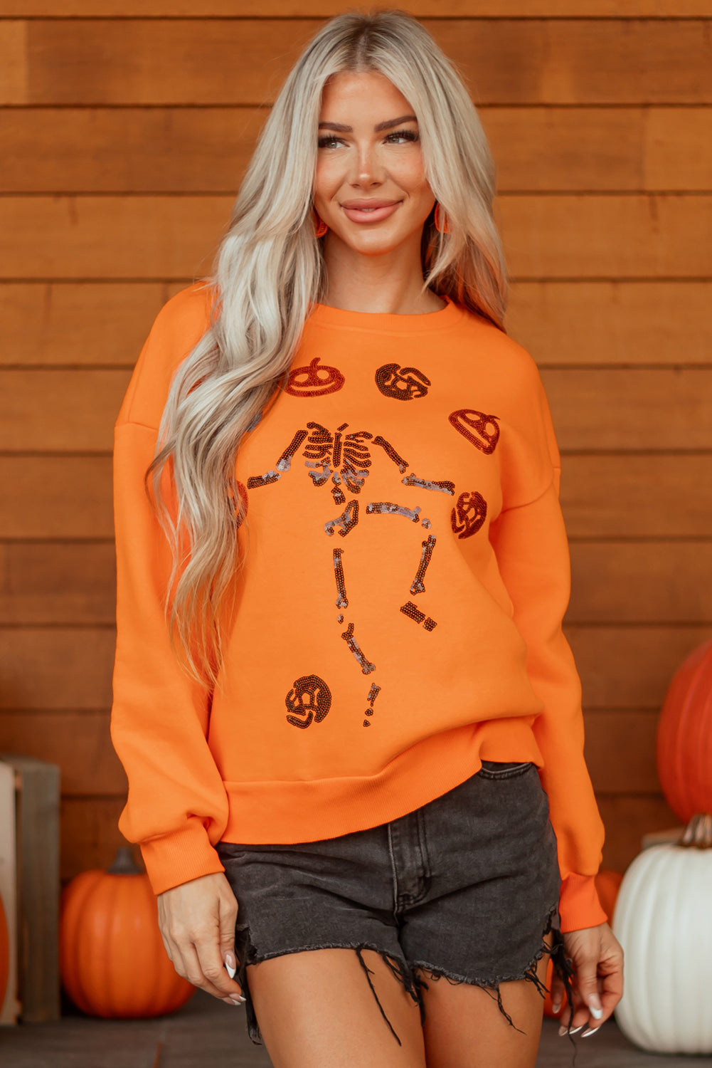 Carrot Dancing Critters Sequin Halloween Crewneck Sweatshirt 🇺🇸
