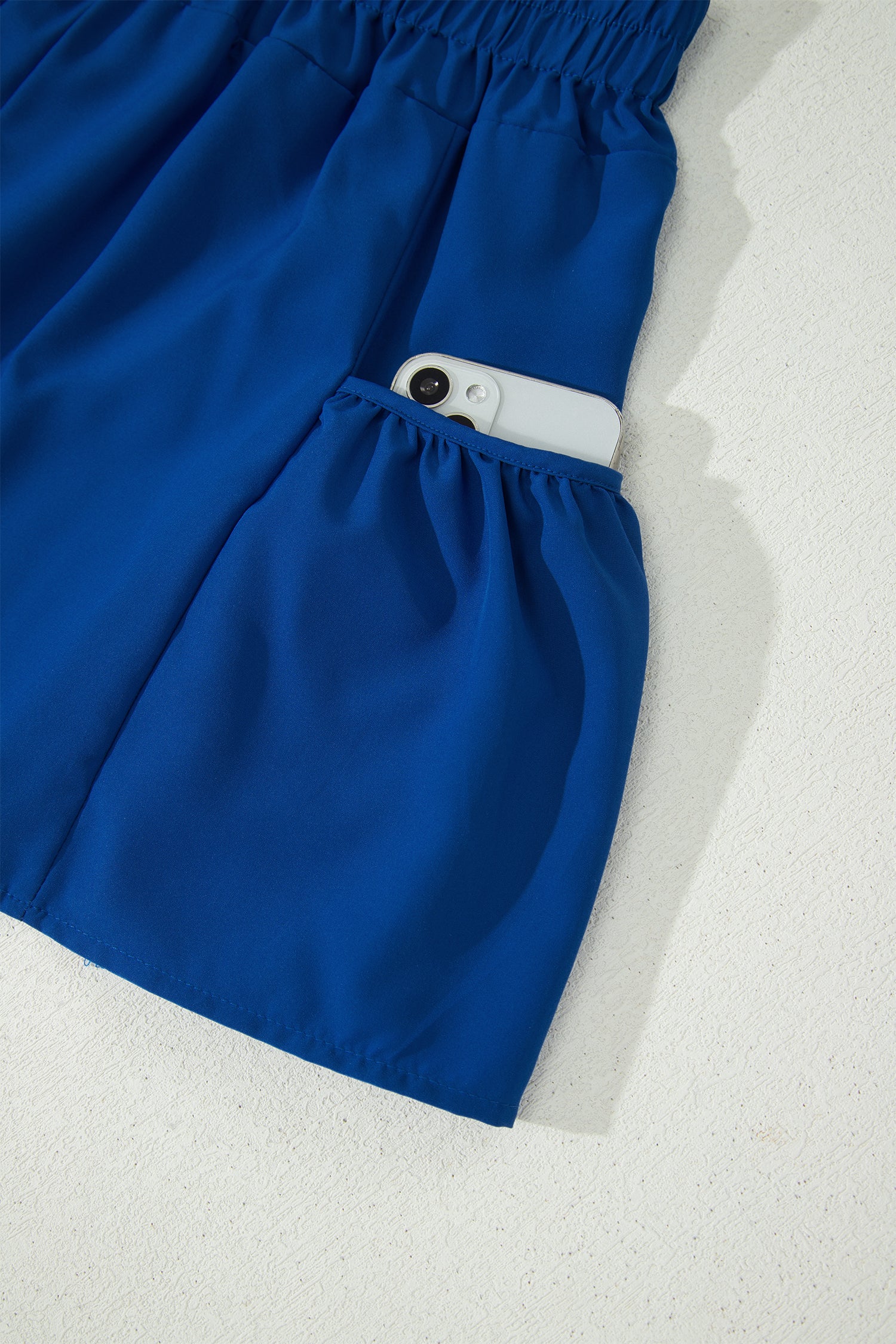 Dark Blue Ribbed Slim Tank Pocketed Wide Leg Shorts Set 🇺🇸