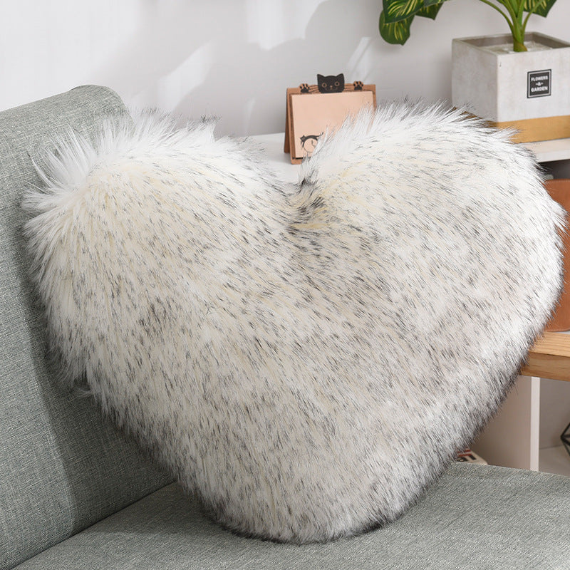Throw Pillows Heart Shape Long Plush Fluffy Shaggy Cushion Cover 🇨🇳