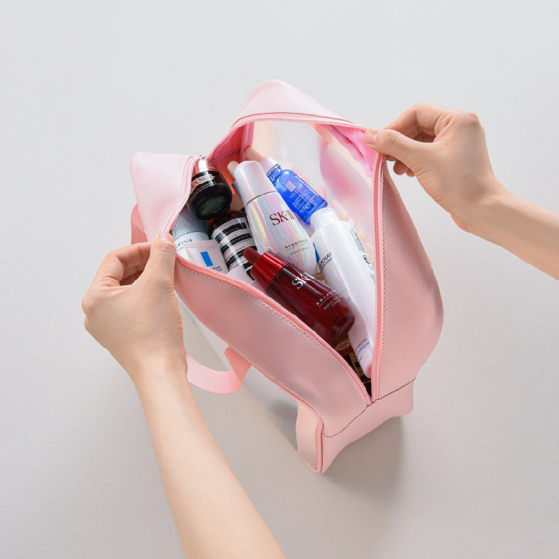 PU Transparent Wash Bag Waterproof Bath Bag TPU Translucent Storage Bag Cosmetic Bag 🇨🇳