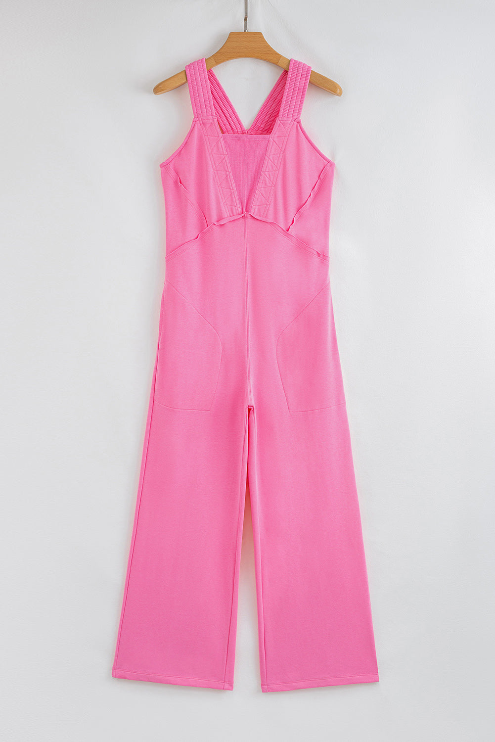 Bonbon Mineral Wash Raw Seam Patchwork Wide Leg Loose Jumpsuit 🇺🇸