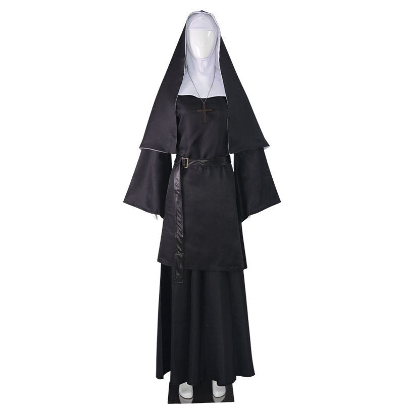 Halloween The Nun Ghost Sister costume, black horror nun costume 🇨🇳