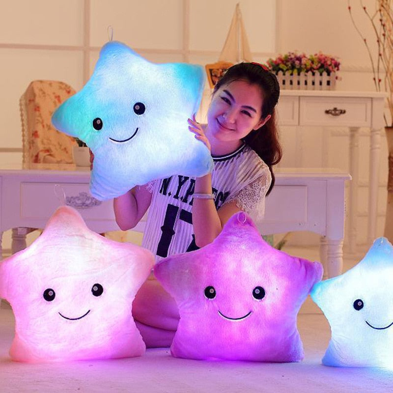 34CM Creative Toy Luminous Pillow Soft Stuffed Plush Glowing Colorful Stars Cushion Led Light Toys Gift For Kids Children Girls 🇨🇳