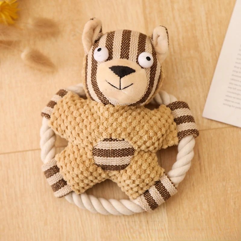 Pet Cotton Rope Toy Dog Sound Molar Teeth Cleaner Bite-resistant Rope Knot 🇨🇳