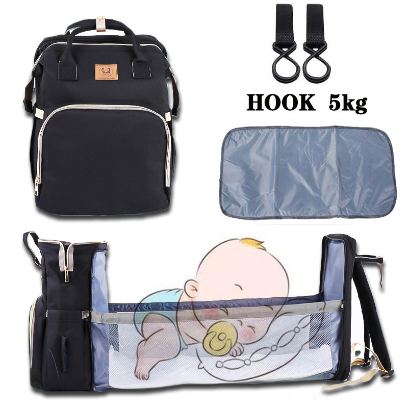 Folding Crib Fashion Maternal And Baby Large-capacity Double Shoulder Dad Backpack 🇨🇳