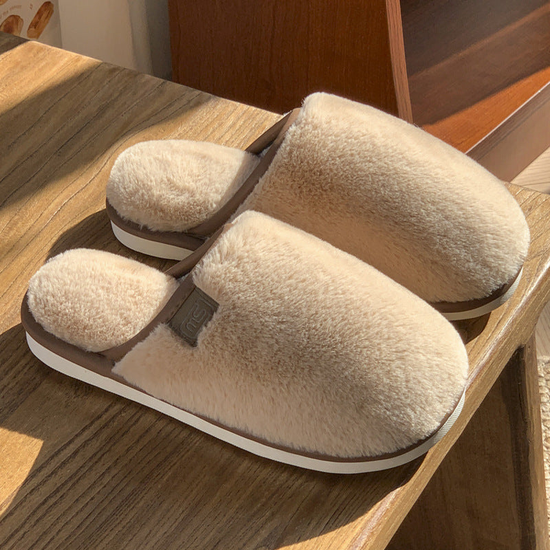 Winter Plush Slippers Warm Solid House Shoes Non-slip Bedroom Floor Home Slipper For Women Men 🇨🇳