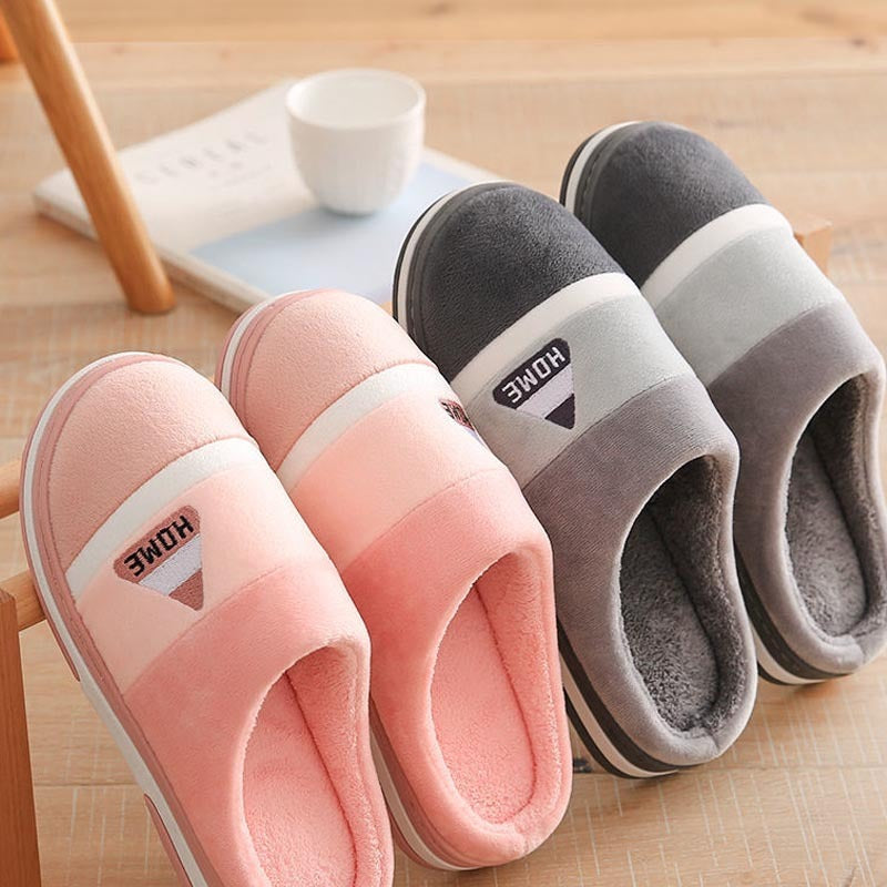 Thick Bottom Plus Velvet Non-Slip Plush Cotton Slippers For Men 🇨🇳