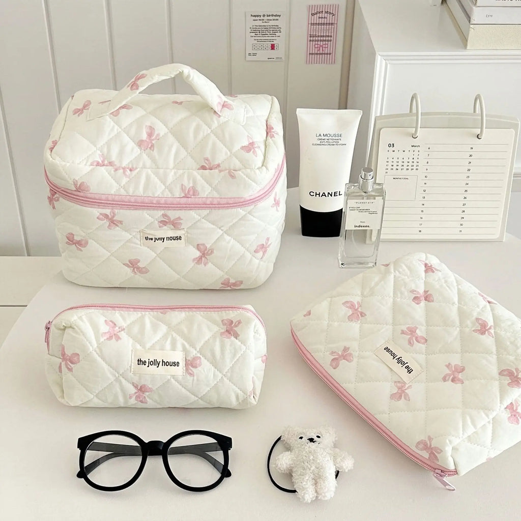 Cute Bow Flower Quilting Cotton Makeup Bag 🇨🇳