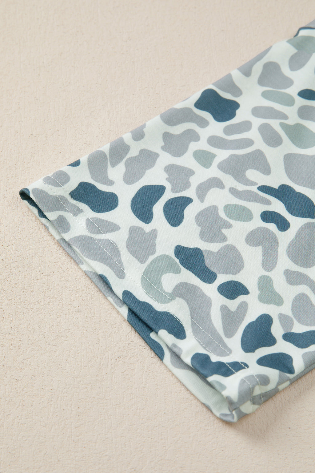 Gray Camouflage Print Single Chest Pocket V Neck Tee 🇺🇸