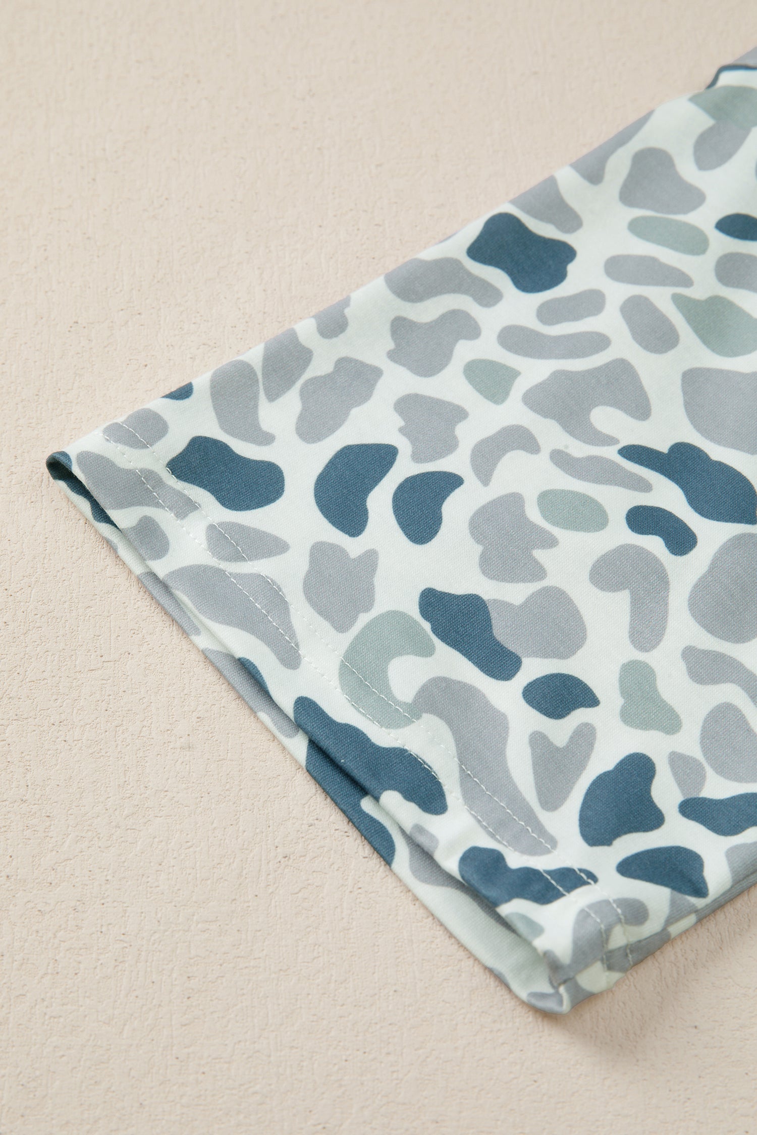 Gray Camouflage Print Single Chest Pocket V Neck Tee 🇺🇸