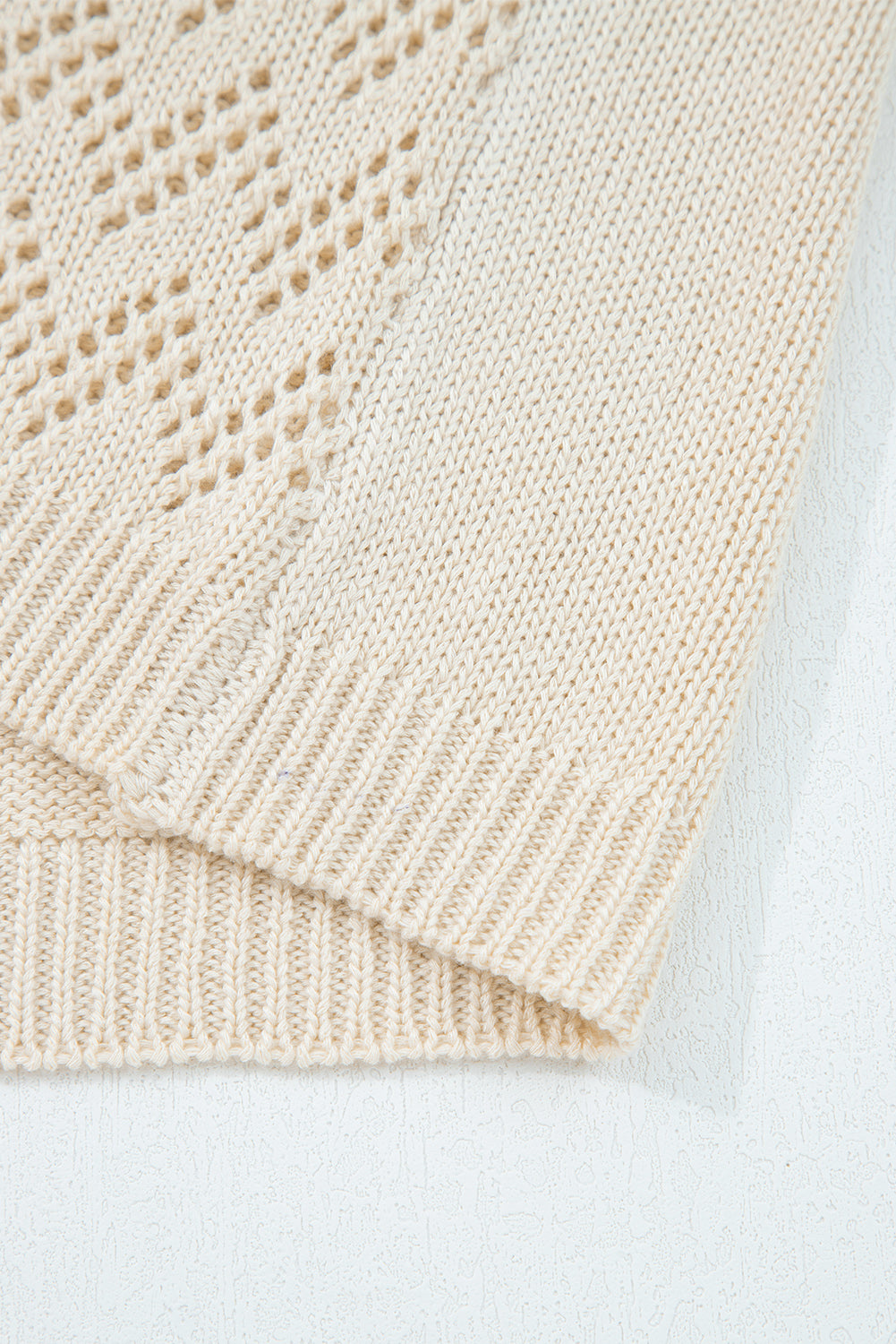 Smoke Gray Solid Color Hollowed Knit Open Front Cardigan Sweater 🇺🇸