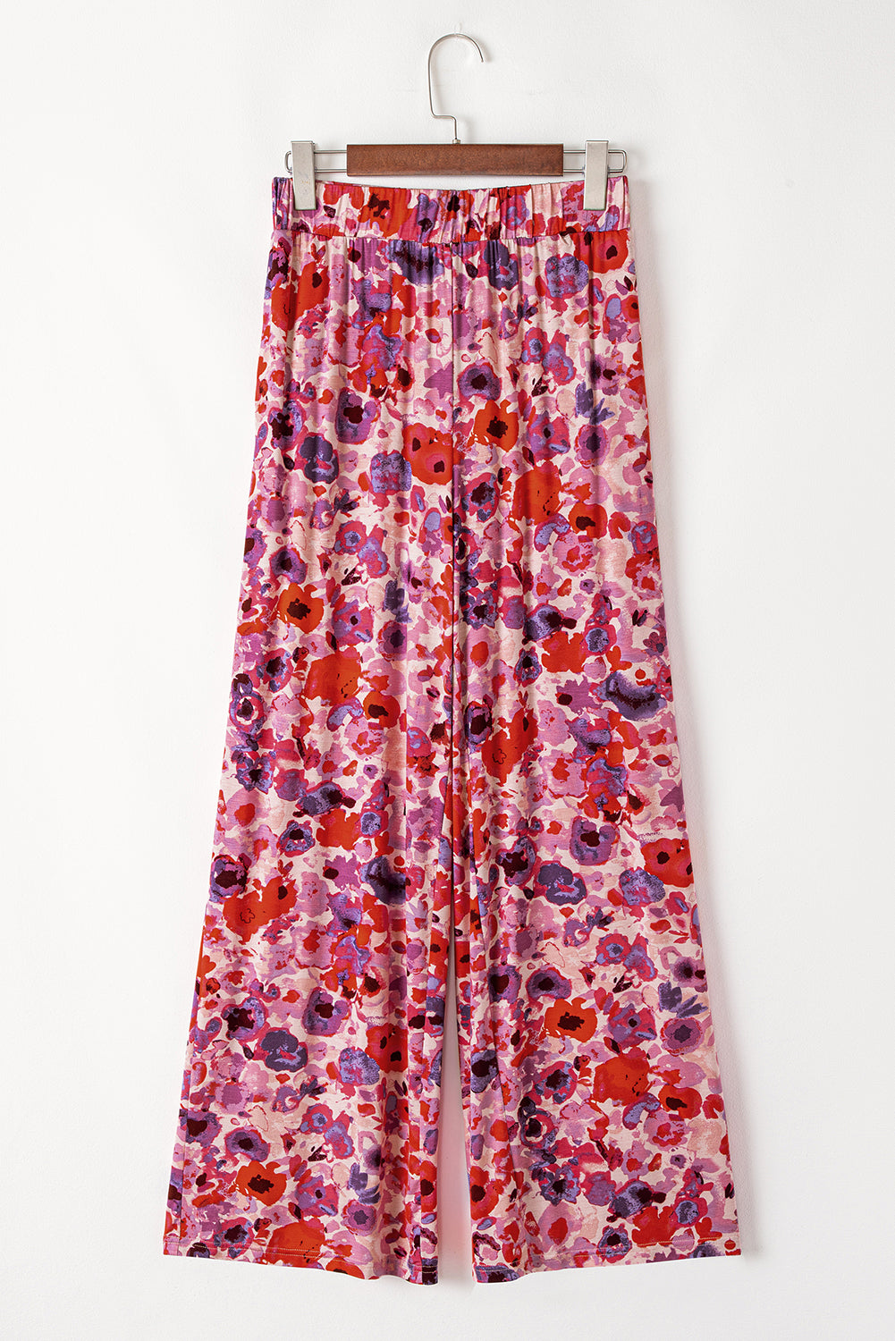 Purple Floral Wide Leg Elastic High Waist Pants 🇨🇳