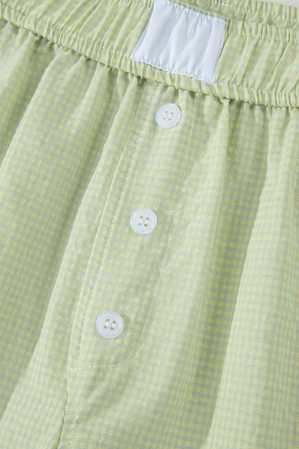 Green Gingham Plaid Button Detail Lace Trim Boxer Shorts 🇺🇸