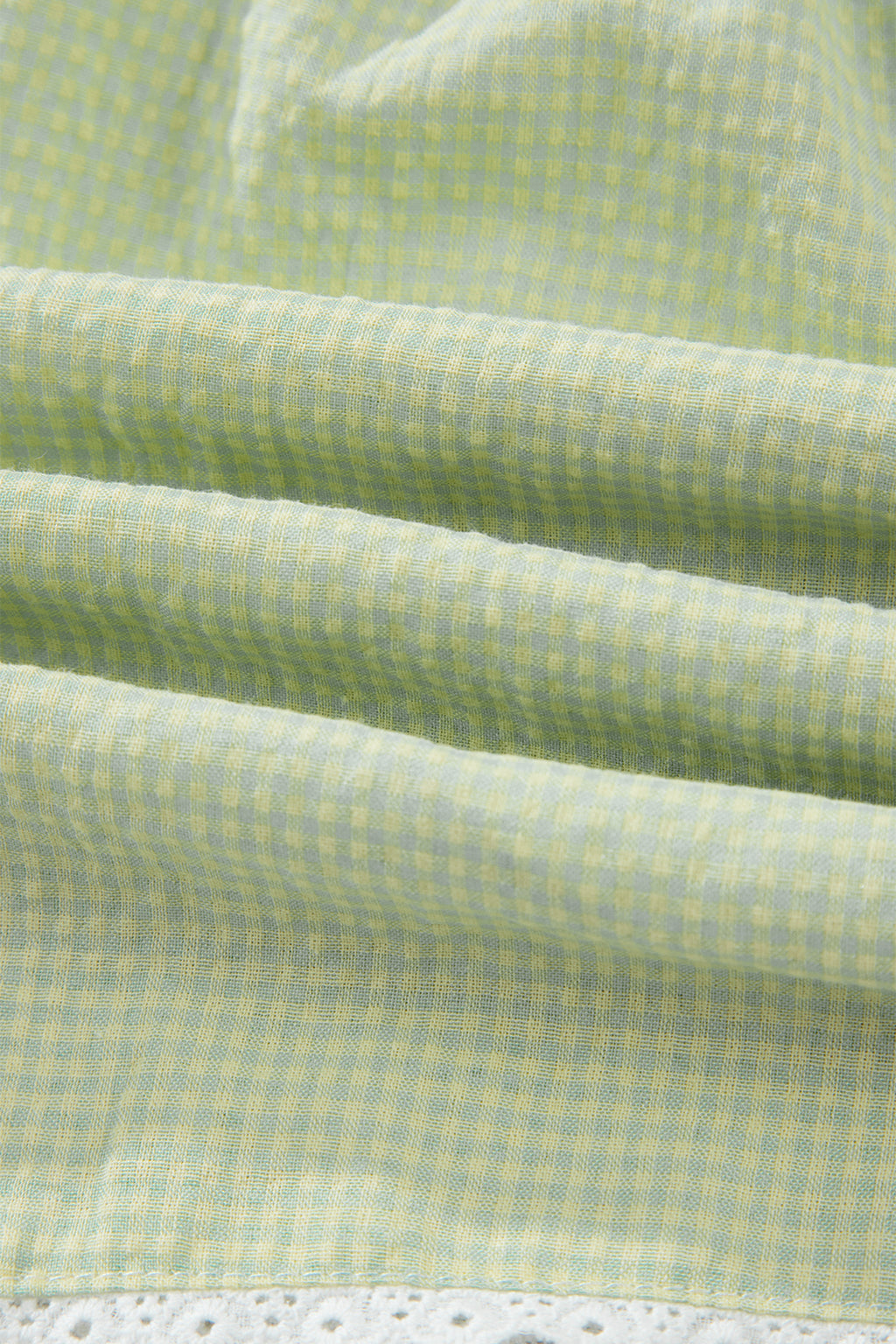 Green Gingham Plaid Button Detail Lace Trim Boxer Shorts 🇺🇸