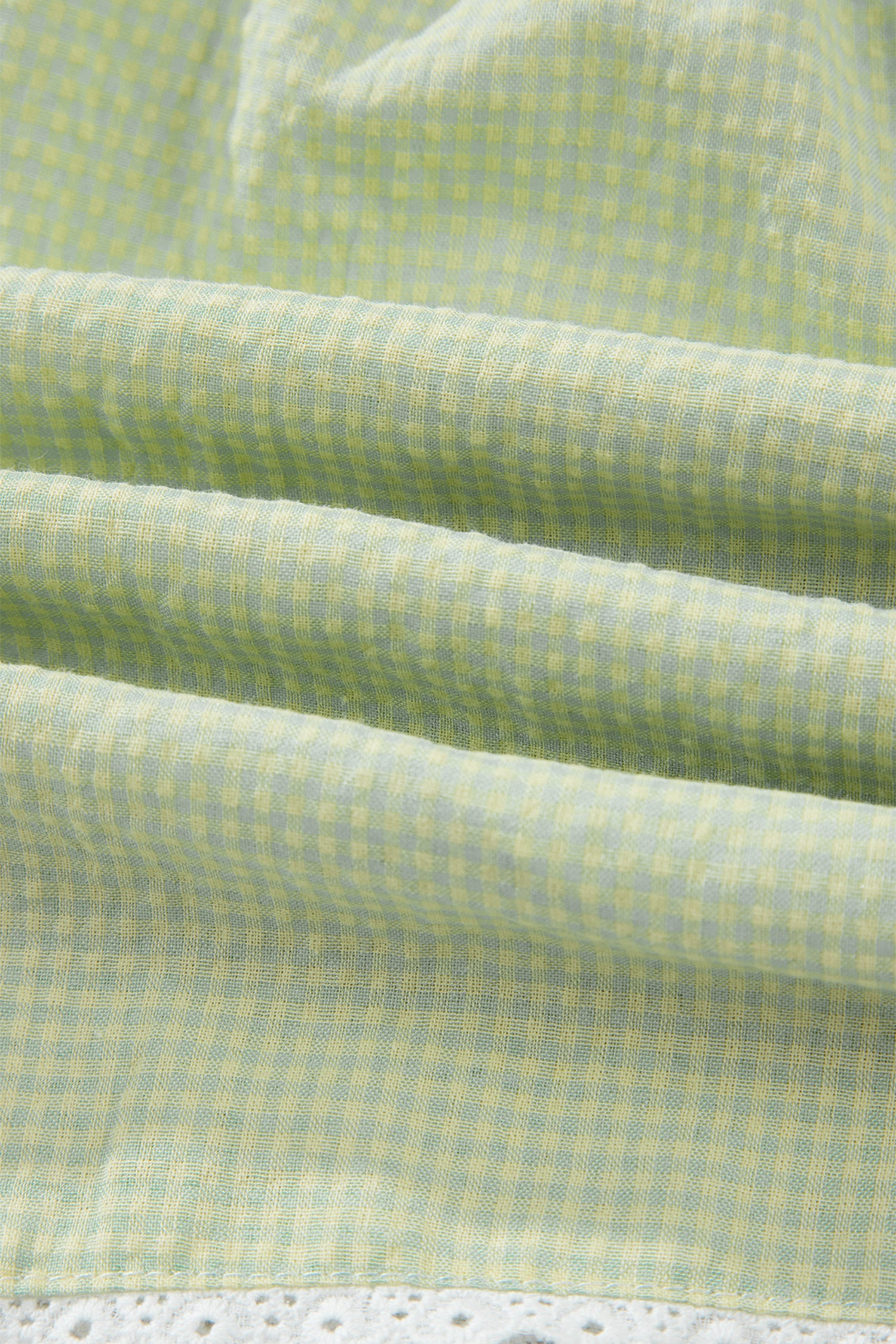 Green Gingham Plaid Button Detail Lace Trim Boxer Shorts 🇺🇸