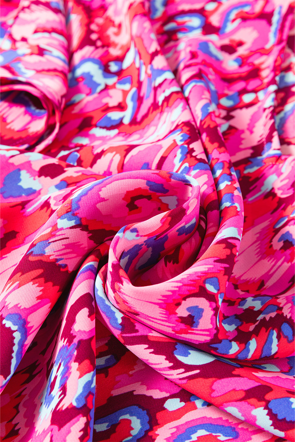 Pink Abstract Print V Neck Half Sleeve Loose Fit Tunic Blouse 🇨🇳